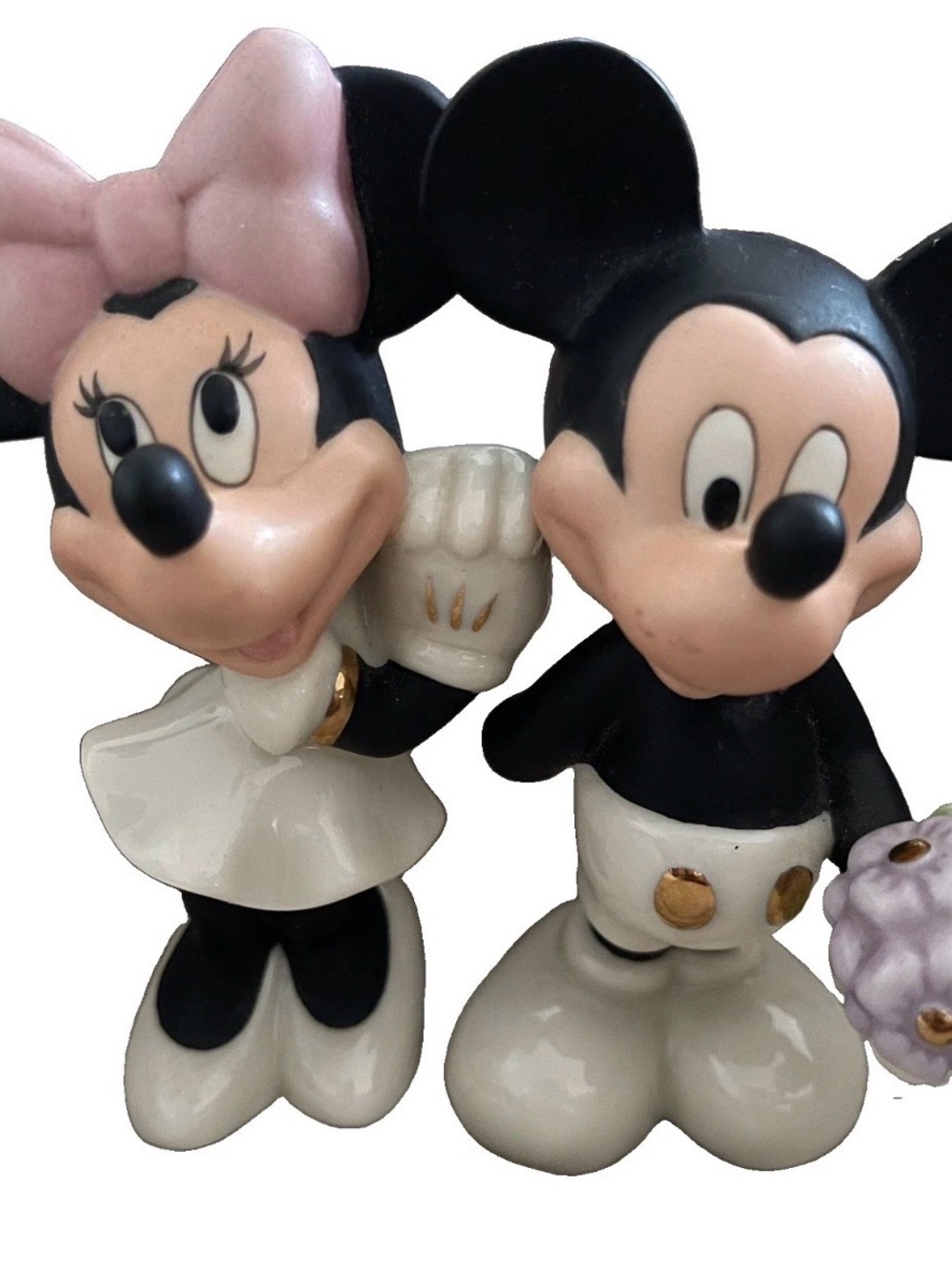 Vintage Lenox Disney Mickey & Minnie Wedding Salt Pepper Shaker Set Bride Groom